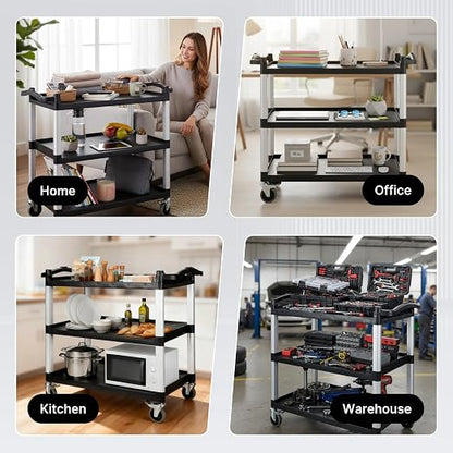 NorthSky Select Dual-Handle Utility Cart, 3 Shelves, 440 lb. Cap - Image 7
