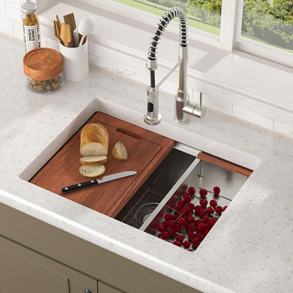 Lordear 25 Inch Undermount Kitchen Sink Workstation 25x19x10 16 Gauge Stainless - Image 9