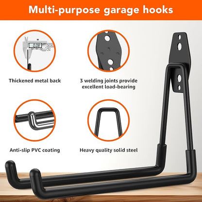 32 Pack Garage Hooks with Anti-Slip Coating Heavy Duty Wall Mount Hooks - Image 3