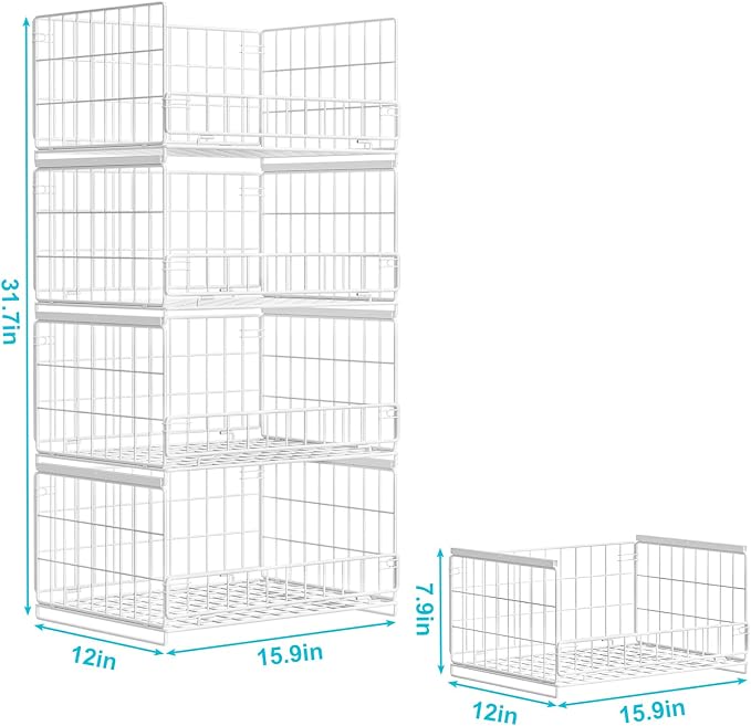 4-Tier Sliding Closet Organizers and Storage Shelves, Stackable Closet Shelf - Image 4
