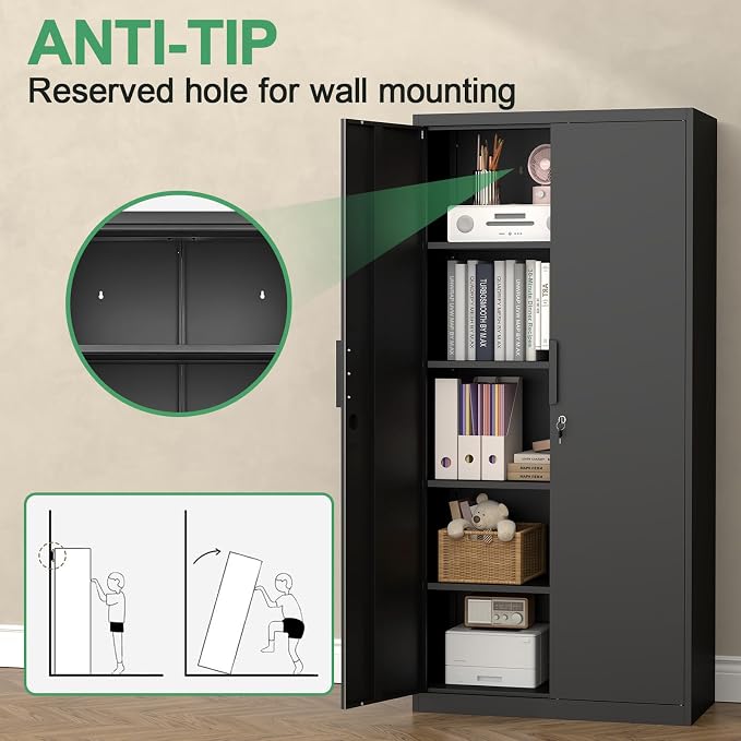Metal Tall Storage Cabinet, Heavy Duty Locking Cabinets - Image 5
