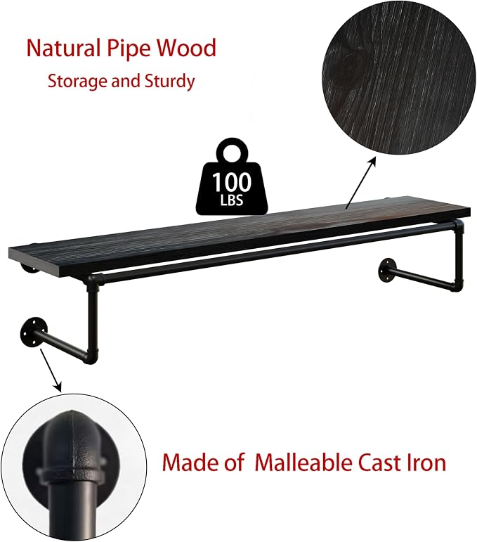Clothes Rack 48in, Wall Mounted Garment Racks - Image 7