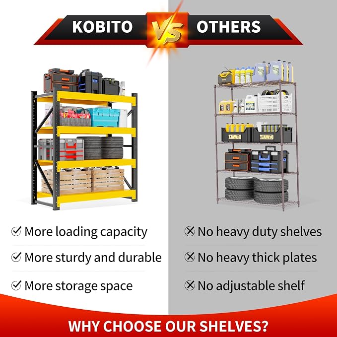 3800LBS Garage Storage Shelves, 4 Tier Metal Utitly Shelves Industrial Shelving - Image 8