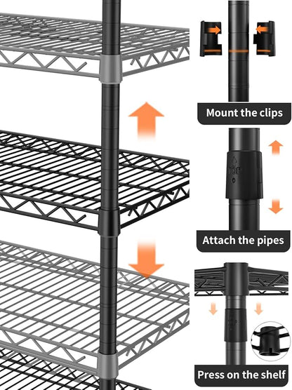 5 Tier Adjustable Storage Shelves Heavy Duty Metal Utility Shelf 1750LBS - Image 7