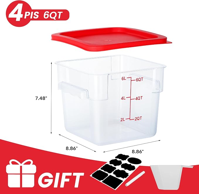 4 Pack Food Storage Containers, 6 Quart - Image 2