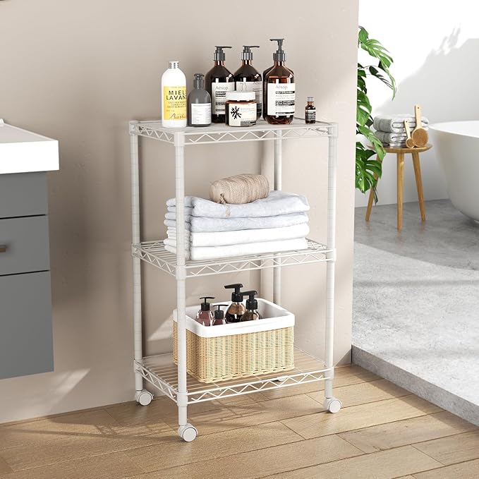 SINGAYE 3 Small Shelves Storage Shelf Wire Shelving Unit Metal Shelf Adjustable - Image 2