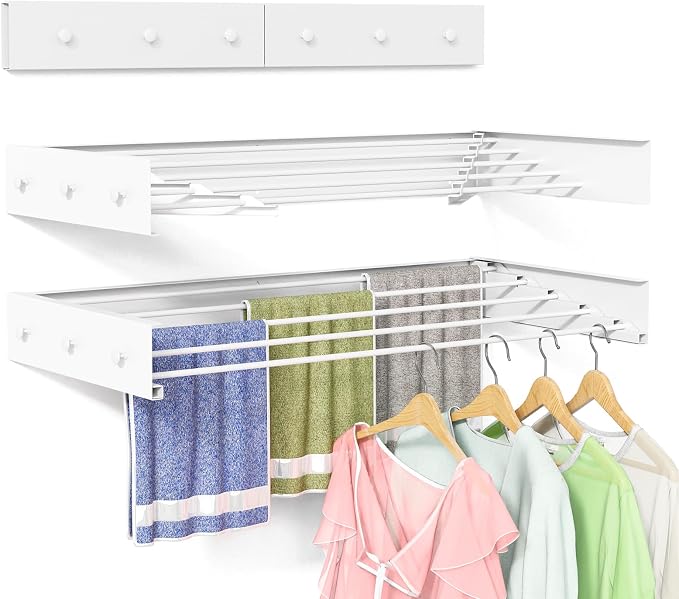 Wall Mounted Drying Rack for Laundry 31.5'', Folding Clothes Drying Rack Wall by BAKON