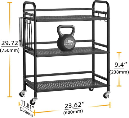 HDANI 3 Tier Metal Mesh Utility Cart, Large Capacity Multipurpose Heavy Vehicle - Image 2