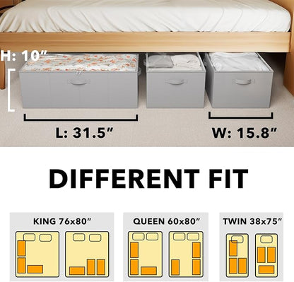 SpaceAid 3 Pack 10" High Under Bed Storage Containers, Large Underbed Storage - Image 4