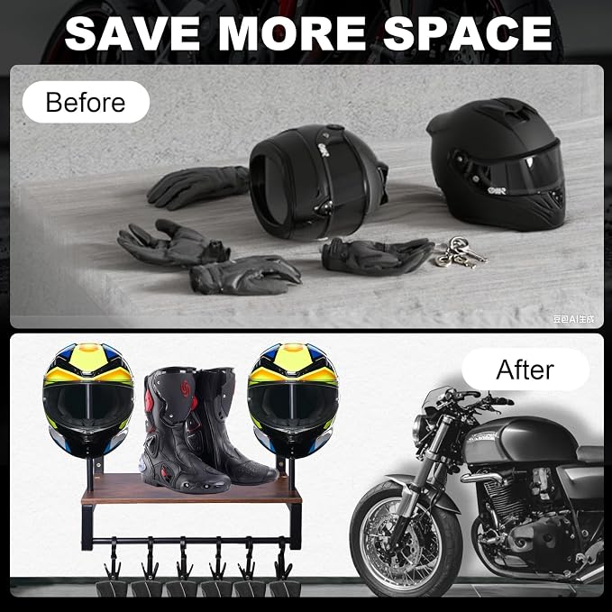 Motorcycle Helmet Rack Wall Mount, Helmet Holder - Image 2