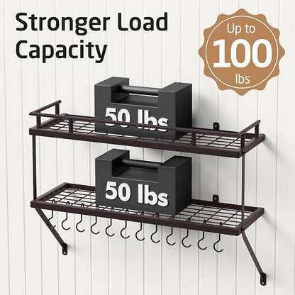 KES 30-Inch Oiled Bronze Pot Rack Wall Mounted, 2-Tier Hanging Pot and Pan - Image 4
