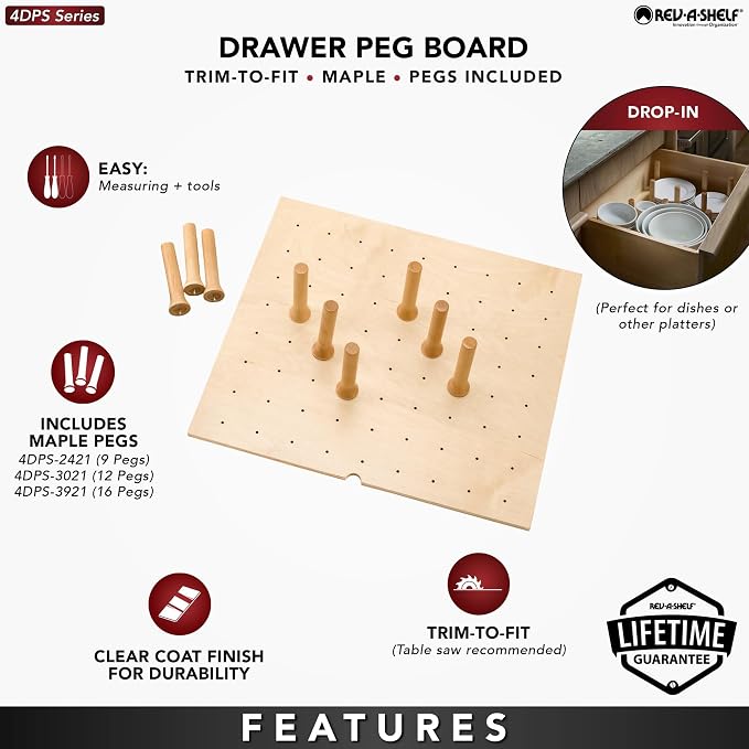 Rev-A-Shelf Trimmable Pegboard Drawer Divider Organizer, Trim to Fit Wooden - Image 3