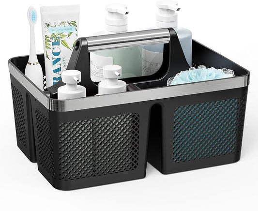 Black Shower Caddy Portable: Plastic Bathroom Caddy Organizer by MakesYourHomeMoreOrganized