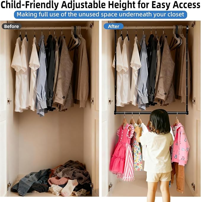 Adjustable Closet Rods for Hanging Clothes 2 Pack Heavy Duty Closet Extender - Image 7