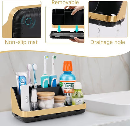 Gold Toothbrush Holders for Bathrooms Countertop Organizer - Image 4