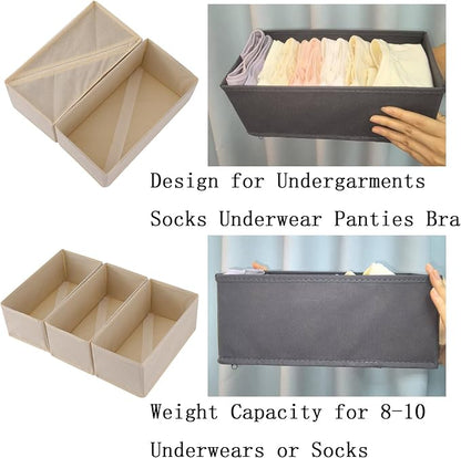 Socks Drawer Organizer Set of 3 Pack Beige, Closet Cabinet Dresser Wardrobe - Image 4