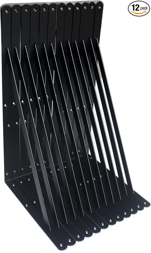 12 Pack L20 x H 12" Black Heavy Duty Shelf Brackets by MHMYDZ