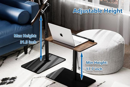 C Shaped End Table, Swivel and Turnable Desktop, Foldable Side Table - Image 5