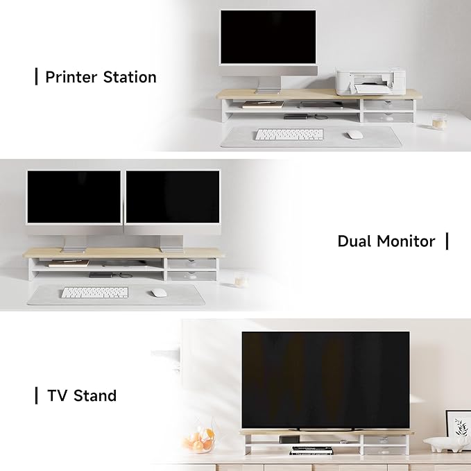 Fenge Monitor Stand, Dual Monitor Riser, 42.5inch Large Desk Computer Monitor - Image 5