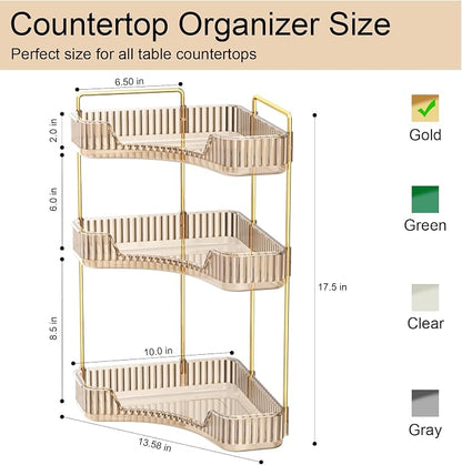 GTI 3-Tier Corner Bathroom Counter Organizer, Large Capacity Makeup Organizer - Image 3