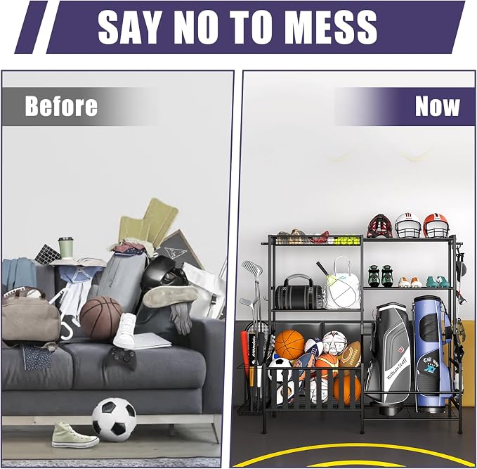 Sports Equipment Organizer, Heavy Duty Golf Bags Stand, Extra Large Ball - Image 7