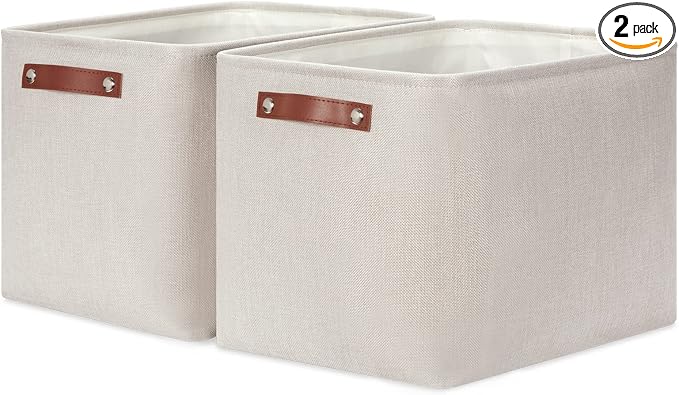 HNZIGE Large Canvas Baskets 16"×11.8"×11.8" Decorative Storage Bins by HNZIGE