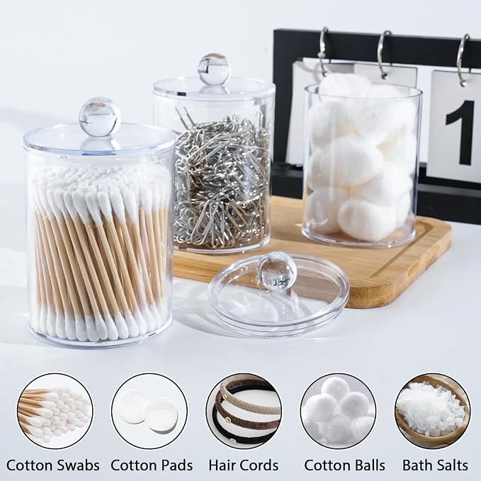 2 Pack Qtip Holder, Canister Apothecary Jar Set, Bathroom Jars - Image 4