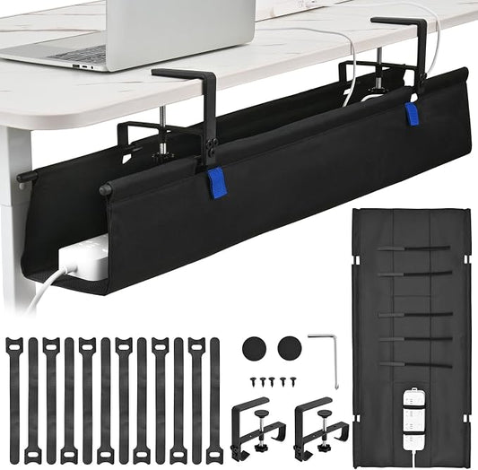 36" Under Desk Cable Management Tray- Clamp/Screw Mount Desk Cable Organizer by ELEVEXA