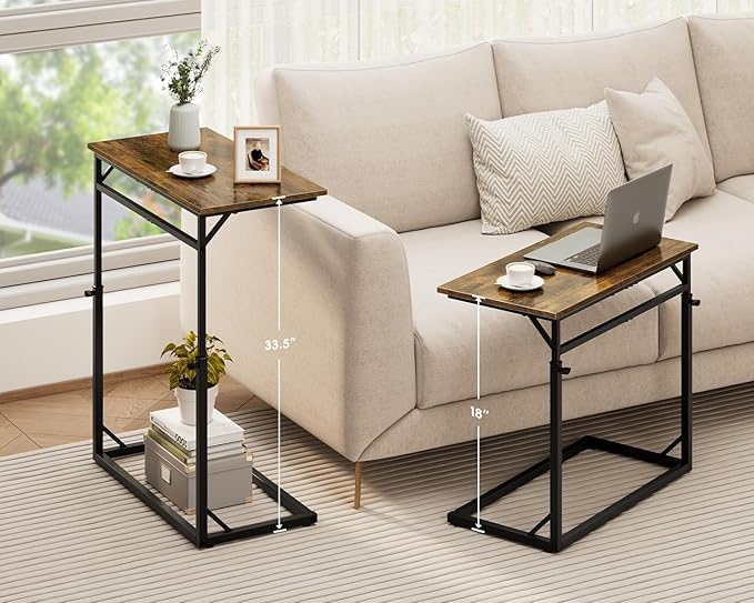 Vagusicc C Shaped End Table, Tall Side Table - Image 4