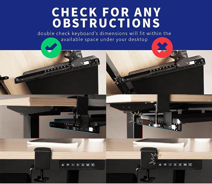 VIVO Large Clamp-on Height Adjustable Keyboard Tray, Pull Out Platform - Image 7