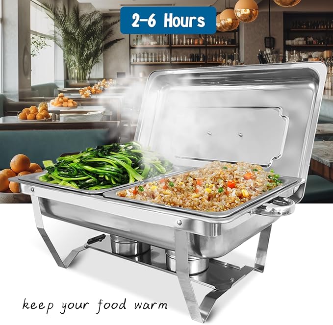 Chafing Dish for Buffet, 2 Pack Stainless Steel Chafing Servers Food Warmer Set - Image 4