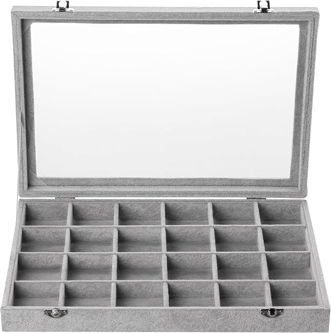 Frebeauty Velvet Jewelry Tray, 24 Grid Jewelry Organizer - Image 2
