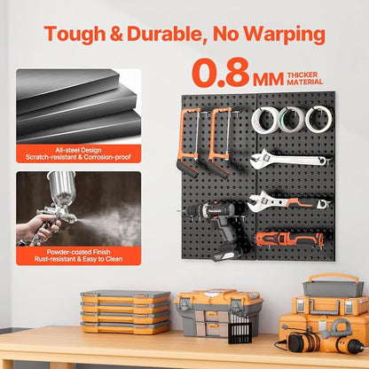 VEVOR Metal Pegboard Panels, 2 Panels, Heavy Duty Peg Board Wall Organizer - Image 3
