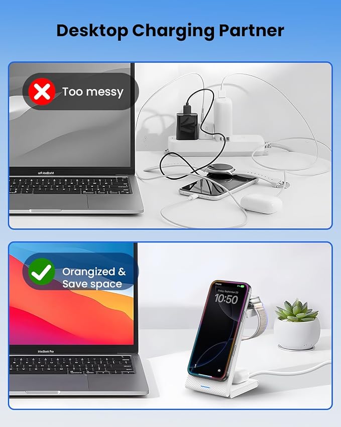 3 in 1 Wireless Charging Station, Foldable Magnetic Wireless Charger Stand - Image 7