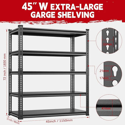Heavy Duty Garage Shelving Unit 3000LBS, Adjustable 5-Tier Storage Rack - Image 3