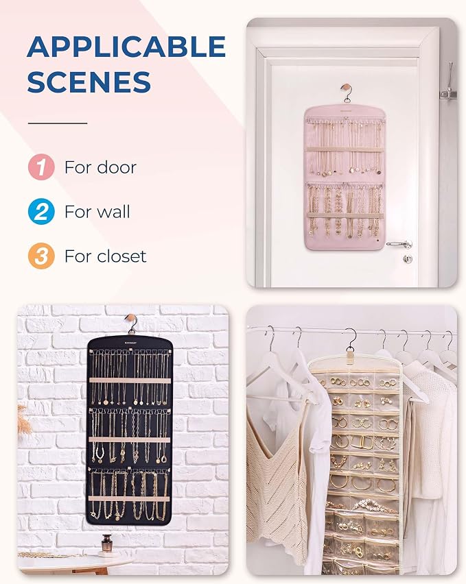 BAGSMART Hanging Jewelry Organizer, Necklace Holder Anti-tangle Earrings Rings - Image 6