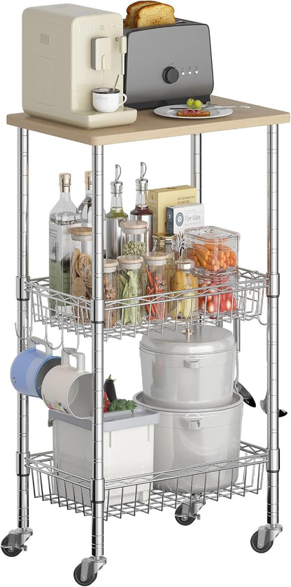 Homeiju Rolling Kitchen Storage Cart, 3-Tier Storage Rack on Caster Wheels - Image 9