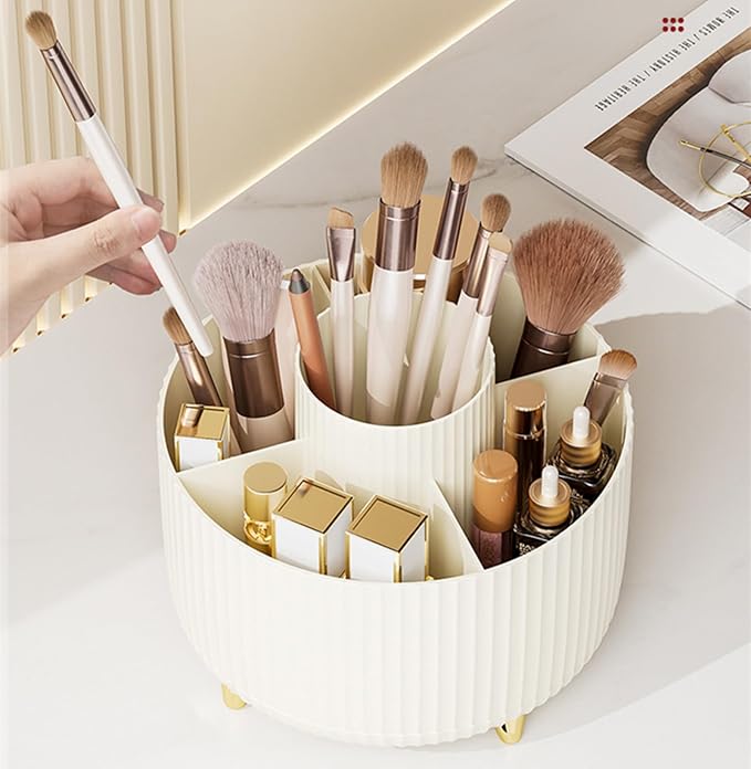 360 Degree Rotating Makeup Brush Holder Organizer Detachable Design 5 Slot Make - Image 7