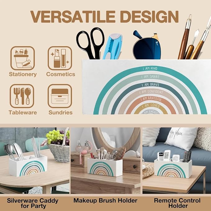 Boho Colorful Rainbow Pen Pencil Holder Organizer - Image 6