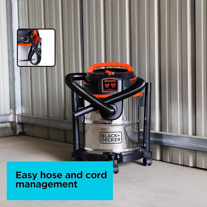 BLACK+DECKER Shop Vacuum Wet and Dry, 5 Gallon 3-in-1 Stainless Steel Shop Vac - Image 5