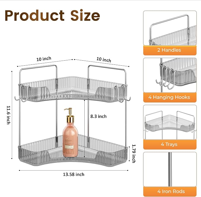 Corner Counter Organizer, 2-Tier Bathroom & Kitchen Storage Tray - Image 2