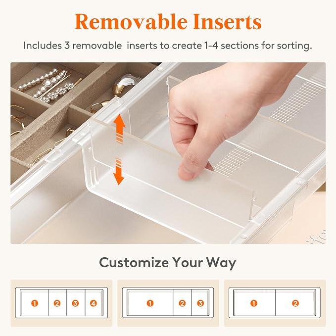 Lifewit 3 Pack Sliding Makeup Drawer Organizer Trays - Image 5