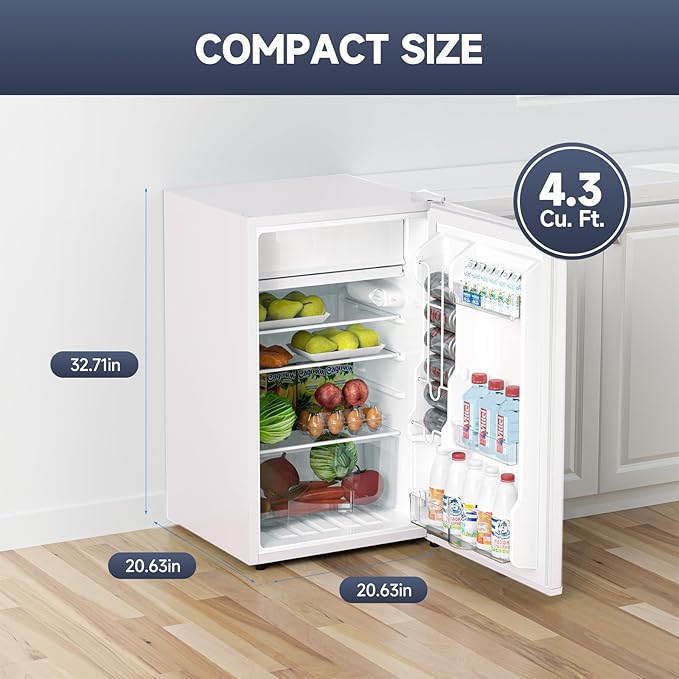 4.3 Cu.Ft Mini Fridge with Freezer, Single Door Refrigerator with Adjustable - Image 2