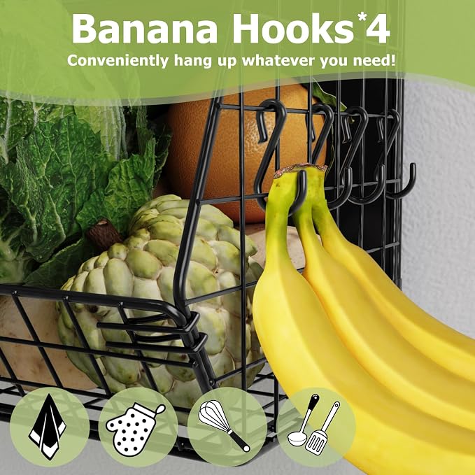 Magnetic Shelf for Fridge with Wood Lid, Heavy Duty Fruit Basket, Fruit Potato - Image 5