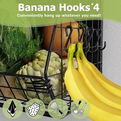 Magnetic Shelf for Fridge with Wood Lid, Heavy Duty Fruit Basket, Fruit Potato - Image 5