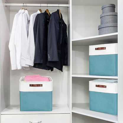 13x13 Cube Storage Bins, Collapsible Fabric Storage Box, 4 Pack Closet Baskets - Image 2