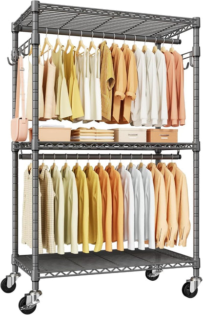 P1 Rolling Clothing Rack with Lockable Wheels, Heavy-Duty Garment Rack by UlifHome