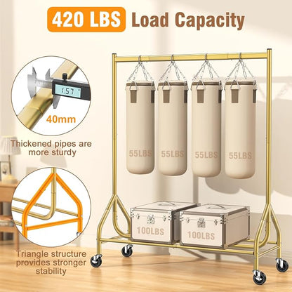 EAGMAK Heavy Duty Clothes Rack Load 420 LBS, Rolling Garment Rack - Image 2
