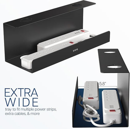 VIVO Under Desk 17 inch Extra Deep Cable Management Trays, Power Strip Holders - Image 5