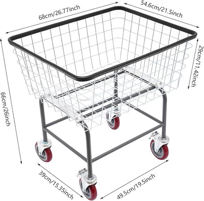 2.5 Bushel Wire Laundry Cart Commercial Laundry Basket Cart Rolling Laundry - Image 2